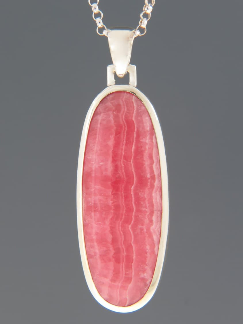 Rhodochrosite Pendant - Sterling Silver