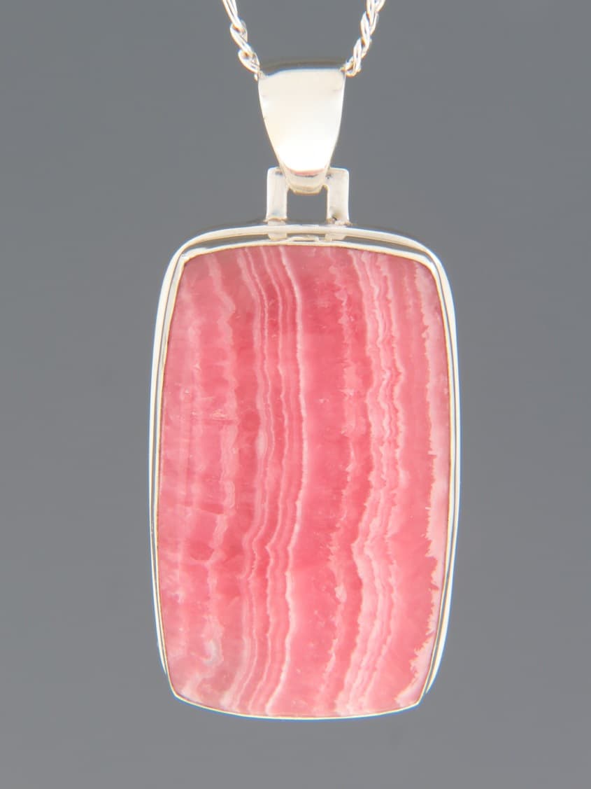 Rhodochrosite Pendant - Sterling Silver