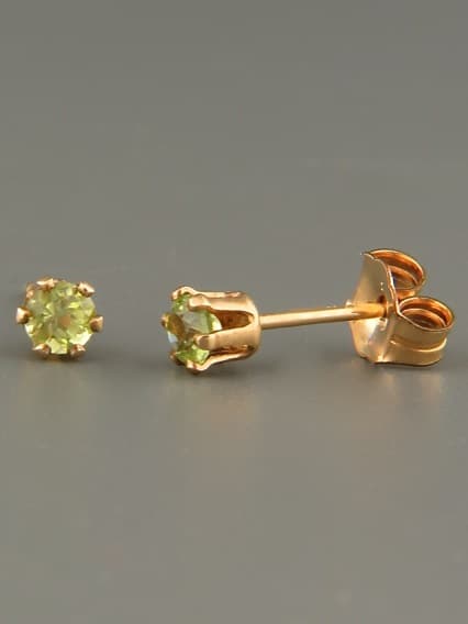 Peridot Earrings - Gold stud - 3mm stones