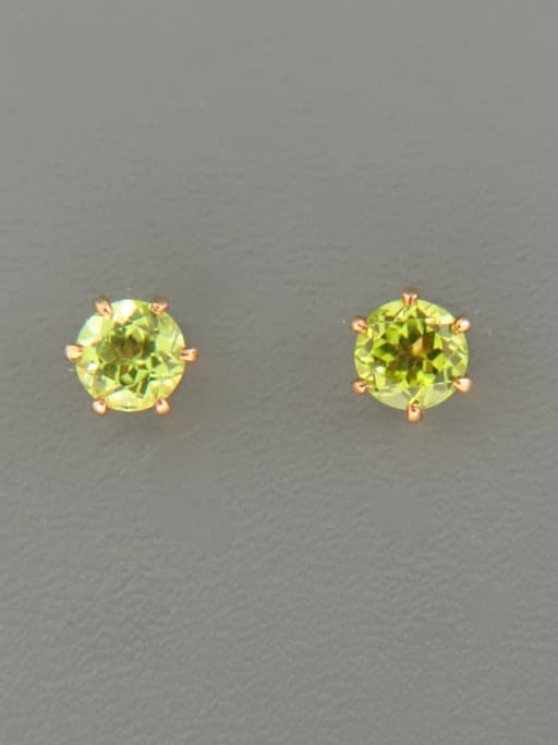 Peridot Earrings - Gold stud - 5mm stones
