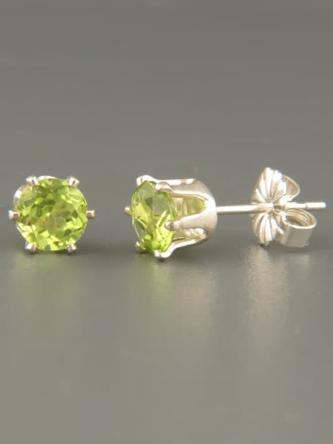 Peridot Earrings - Sterling Silver stud - 5mm stones