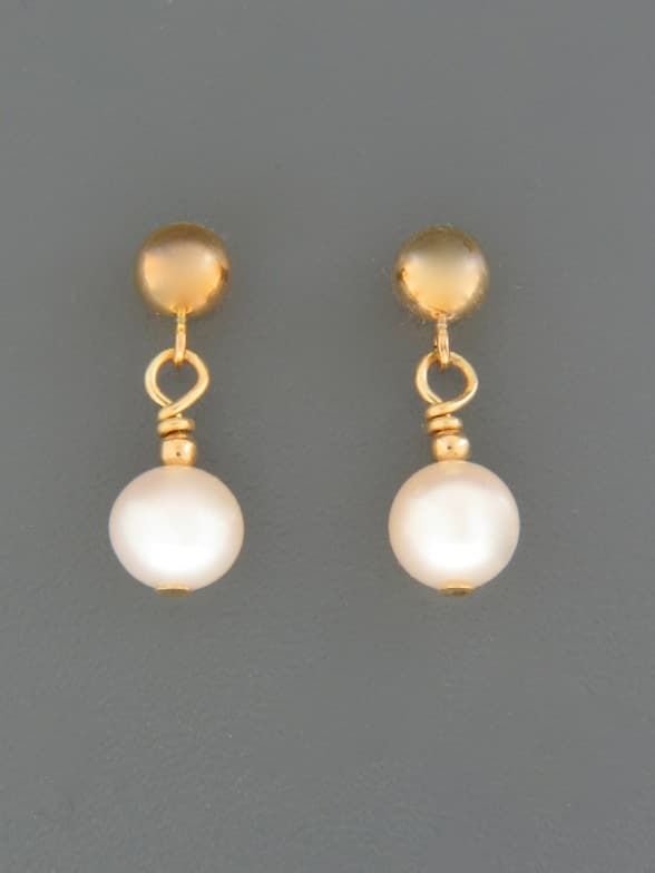 6mm white Pearl stud Earrings - 14ct Gold Filled - YW6ZZG