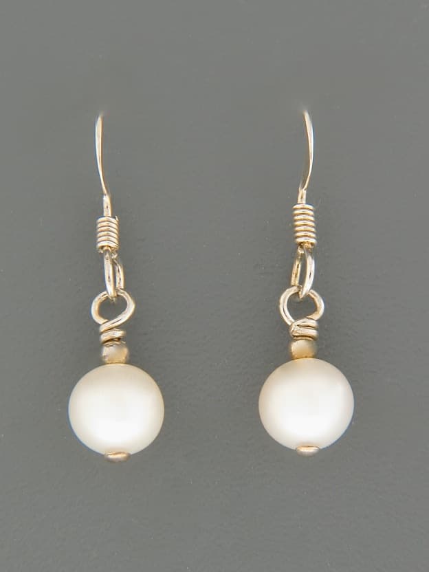 6mm White Pearl Earrings - Sterling Silver - YW6S