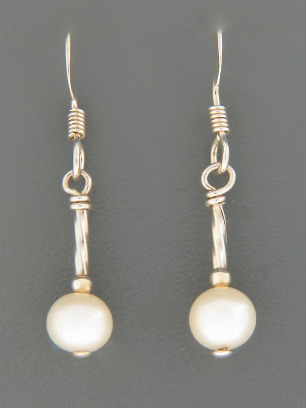 6mm White Pearl Earrings - Sterling Silver - YW6HS