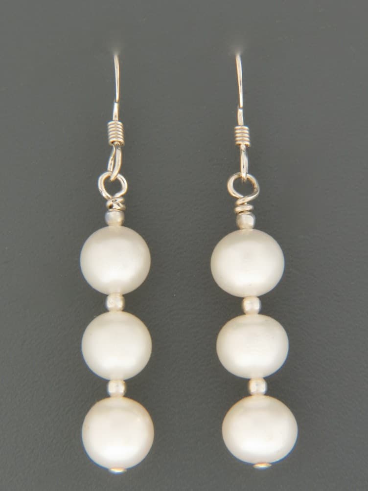 6mm White Pearl Earrings - Sterling Silver