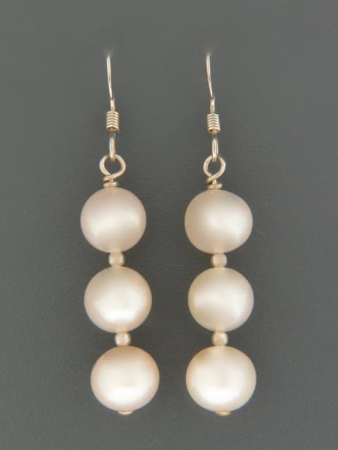 8mm White Pearl Earrings - Sterling Silver