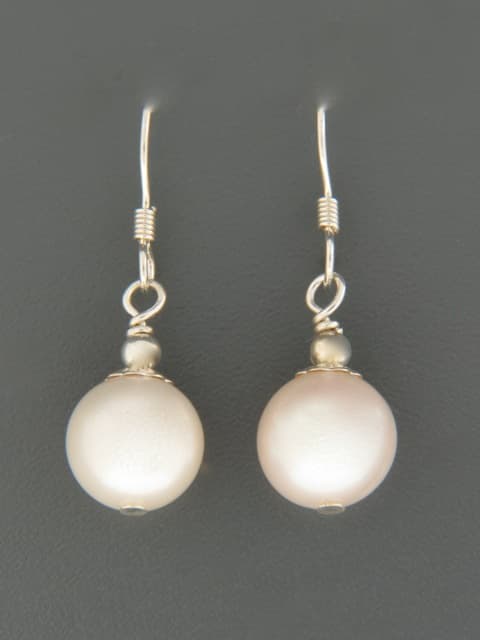 10mm White Pearl Earrings - Sterling Silver