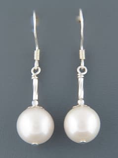 10mm White Pearl Earrings - Sterling Silver