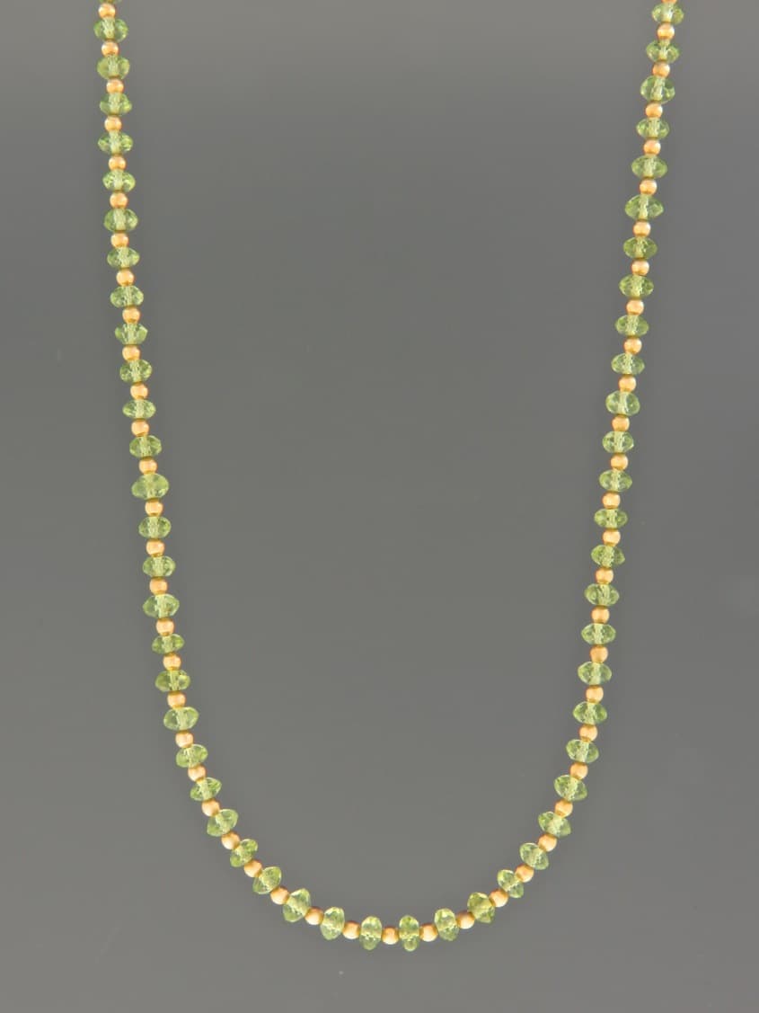 Peridot Necklace - 4mm faceted roundels with 2mm round beads