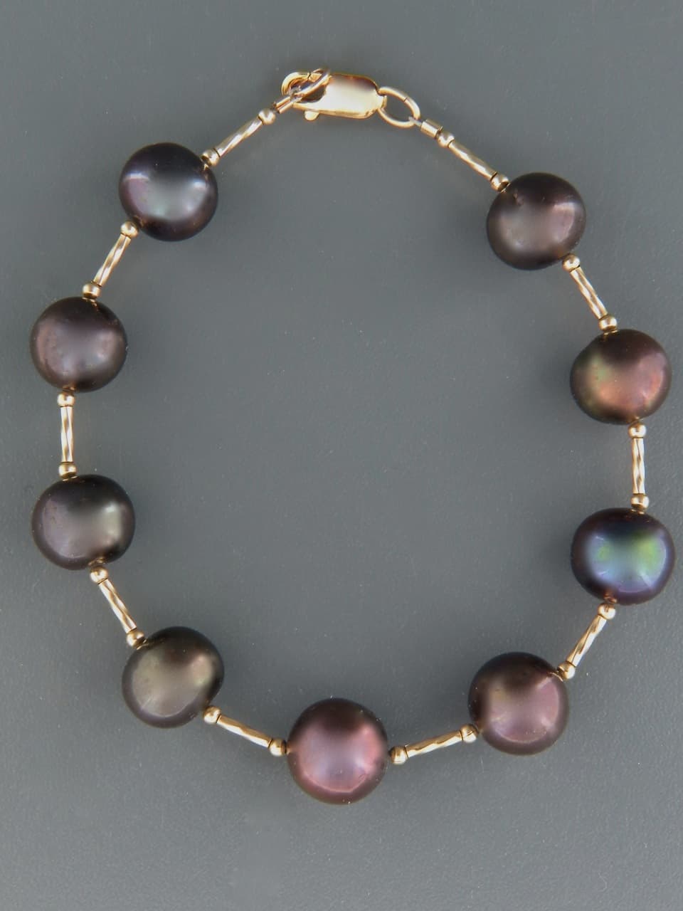 12mm dark Pearl Bracelet with twist beads