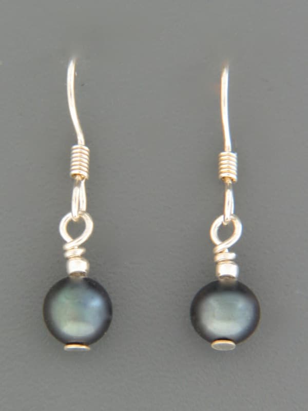 6mm Dark Pearl Earrings - Sterling Silver - YD6S