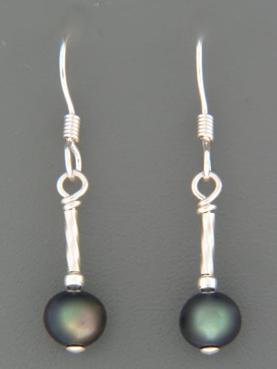 6mm Dark Pearl Earrings - Sterling Silver - YD6HS