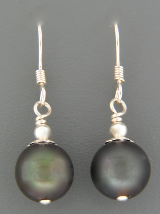 10mm Dark Pearl Earring - Sterling Silver