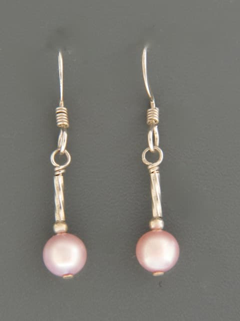 6mm Pink Pearl Earrings - Sterling Silver - YP6HS