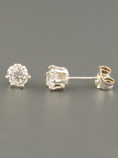 White Topaz Earrings - Sterling Silver stud - 4mm stones