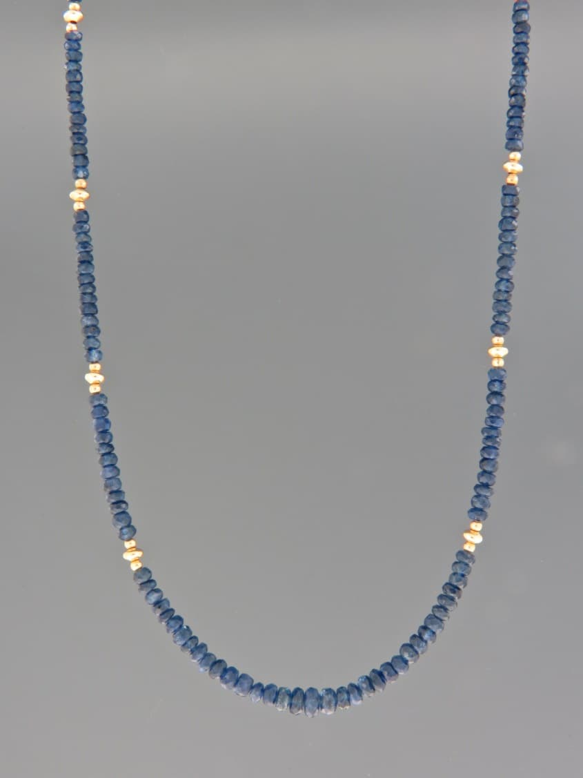 Sapphire Necklace - faceted roundels - 40cm