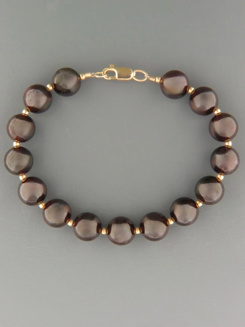 Garnet Bracelet - 10mm round stones with 2mm round beads