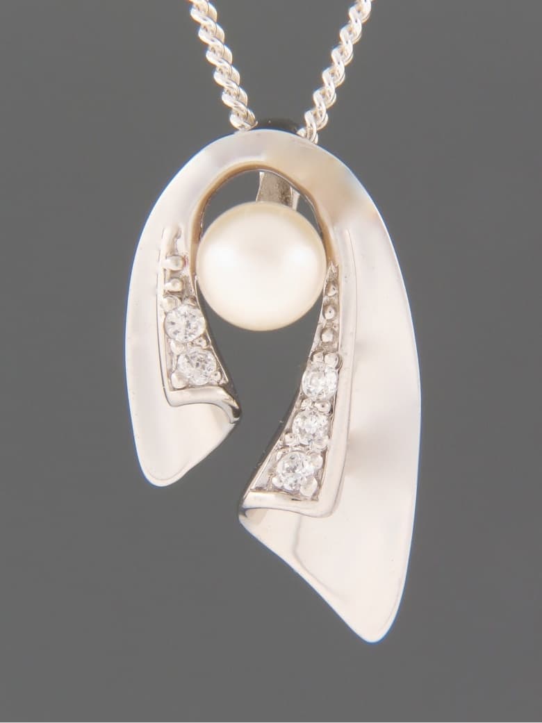 Pearl Pendant with Zircon - Sterling Silver