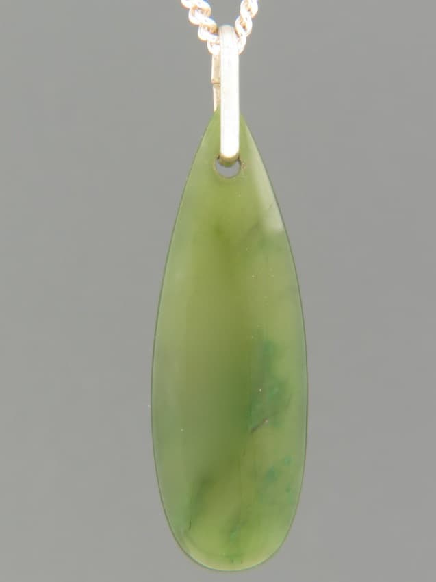 Jade Drop Pendant - Sterling Silver