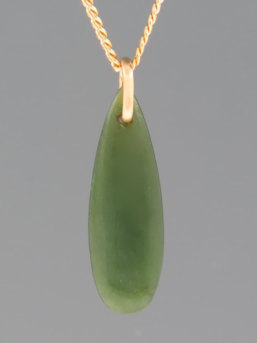 Jade Drop Pendant - 9ct Gold