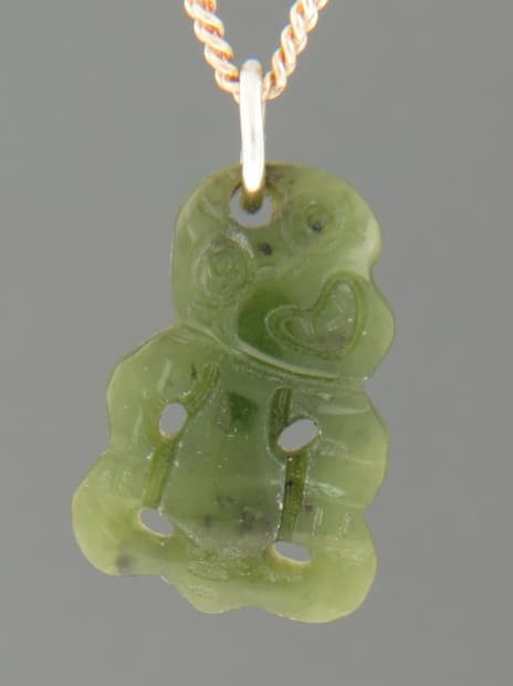 Jade Tiki Pendant (small) - Sterling Silver