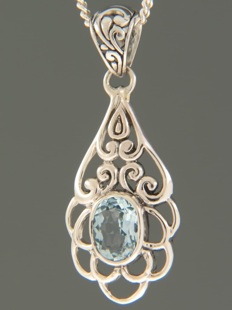 Blue Topaz Pendant - Sterling Silver