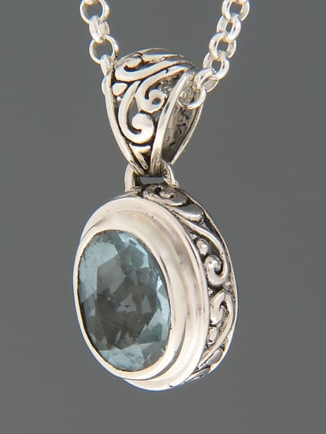 Blue Topaz Pendant - Sterling Silver