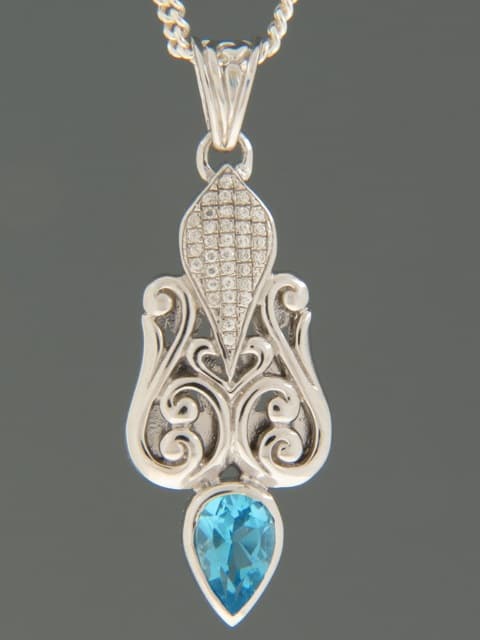 Blue Topaz Pendant - Sterling Silver