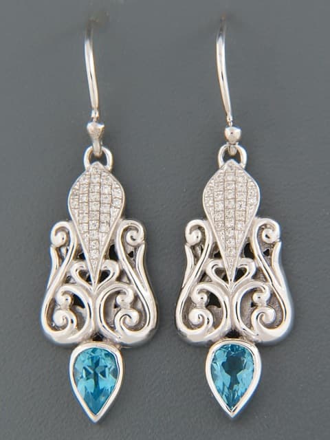 Blue Topaz Earrings - Sterling Silver