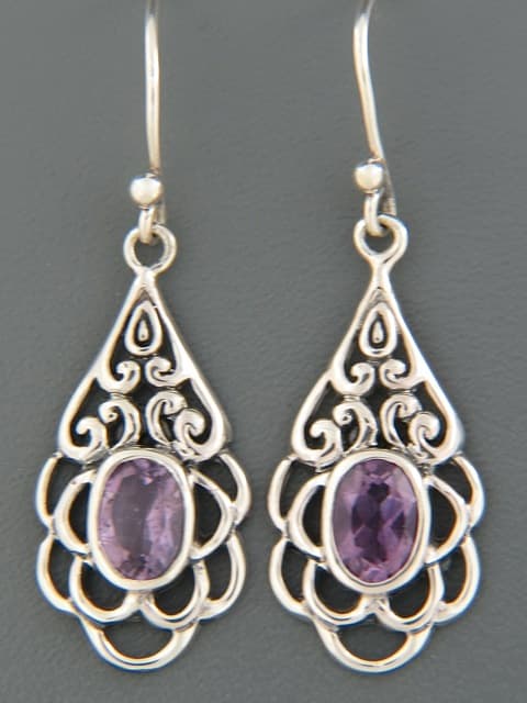 Amethyst Earrings - Sterling Silver