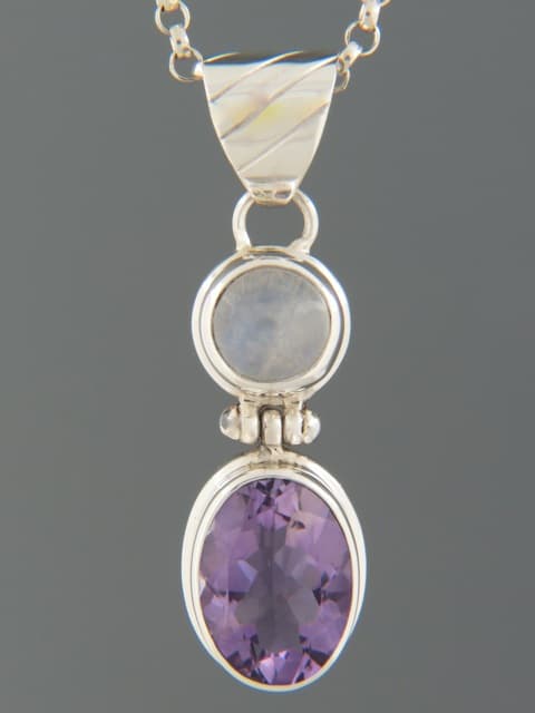 Amethyst & Moonstone Pendant - Sterling Silver