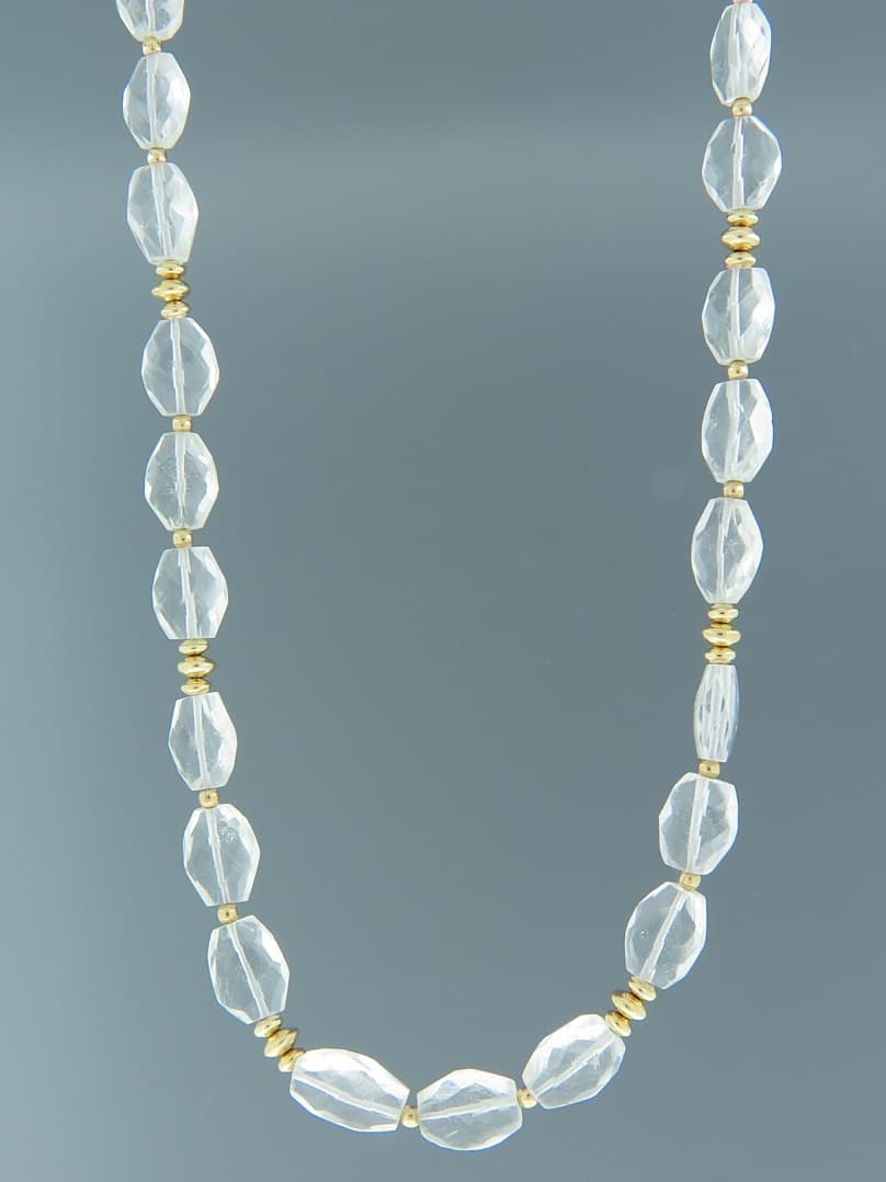 Quartz Crystal Necklace - oval faceted stones
