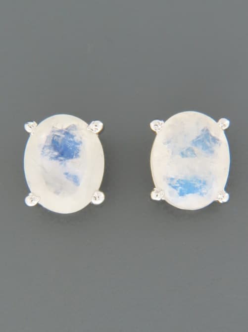 Moonstone Earrings - Sterling Silver stud - 8x10mm stones