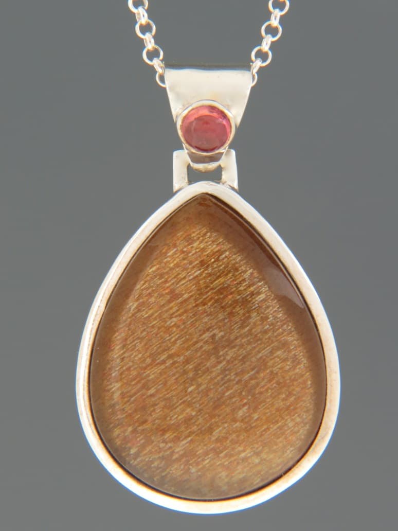 Sunstone Pendant - Sterling Silver