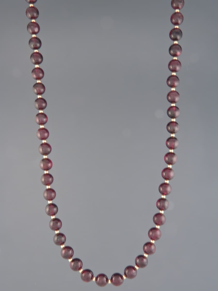 Garnet Necklace - 6mm round stones with Gold beads