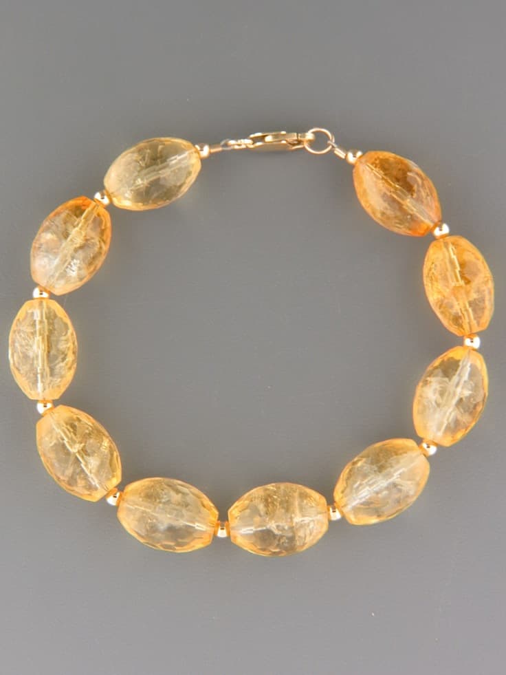 Citrine Bracelet - faceted briolette stones with round beads