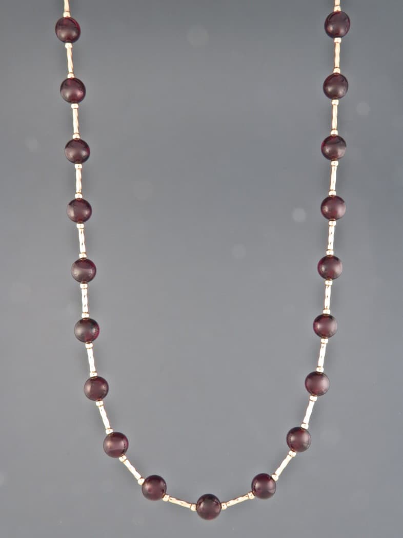 Garnet Necklace - 6mm round stones with twist beads