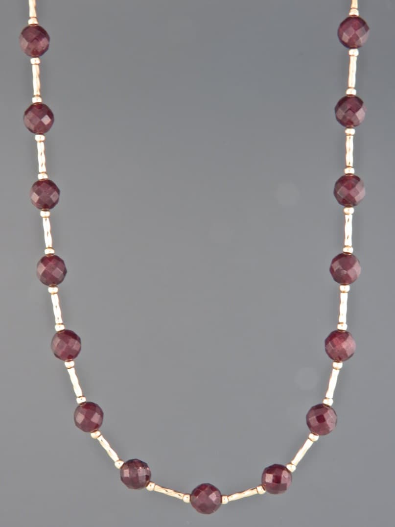 Garnet Necklace - 6mm round faceted stones