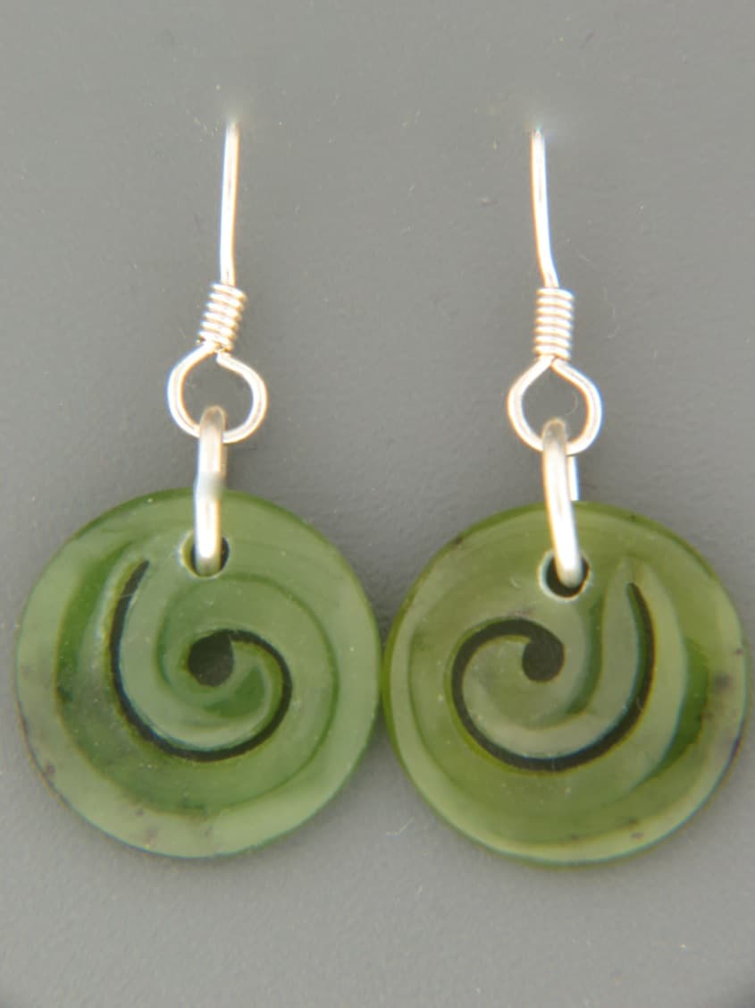 Jade Spiral Earrings - Sterling Silver