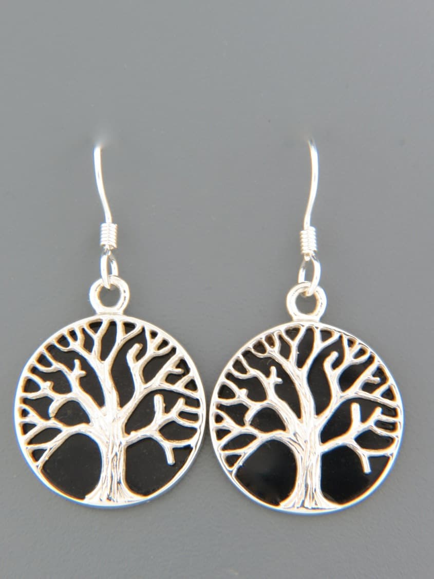 Onyx Earrings - Sterling Silver - length 35mm