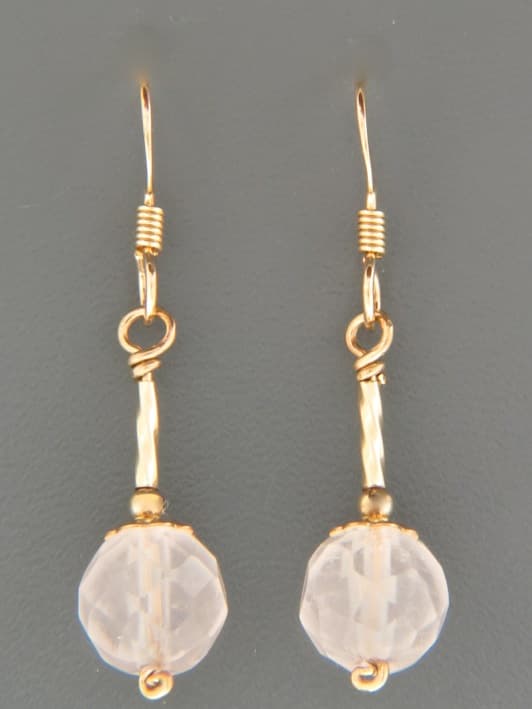 Rose Quartz Earrings - 14ct Gold Filled