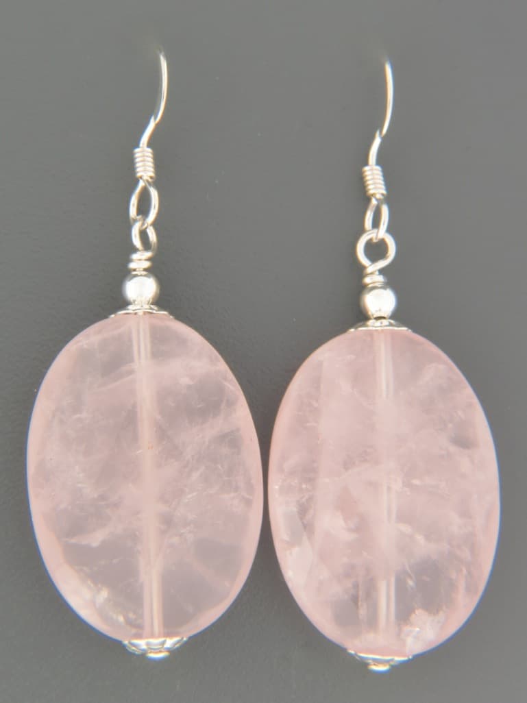Rose Quartz Earrings - Sterling Silver