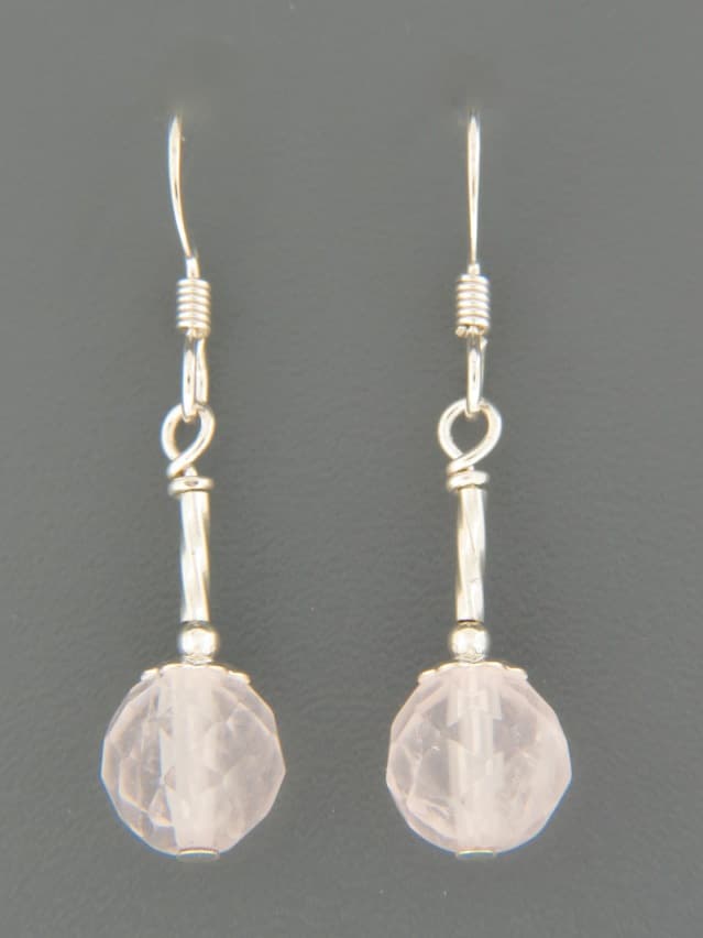 Rose Quartz Earrings - Sterling Silver
