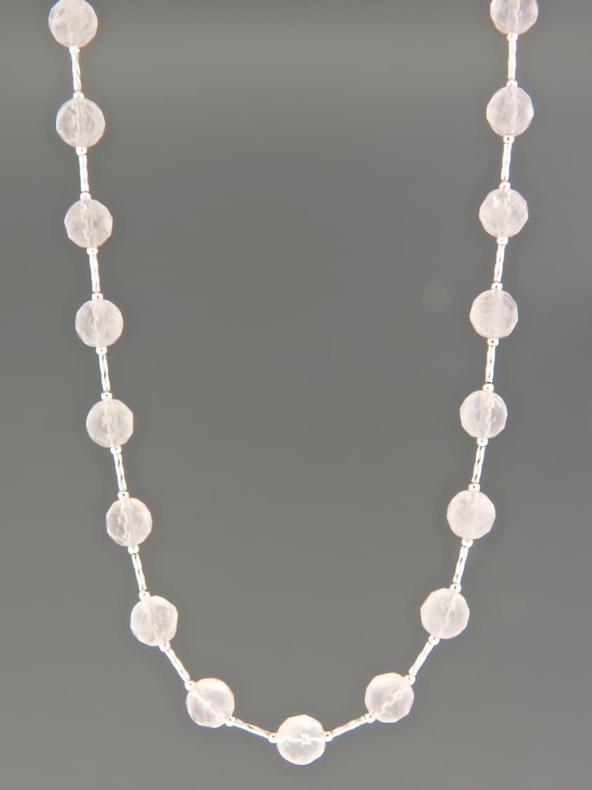 Rose Quartz Necklace - 8mm round faceted stones