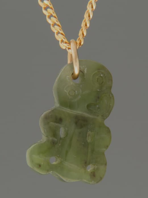 Jade Tiki Pendant - 9ct Gold