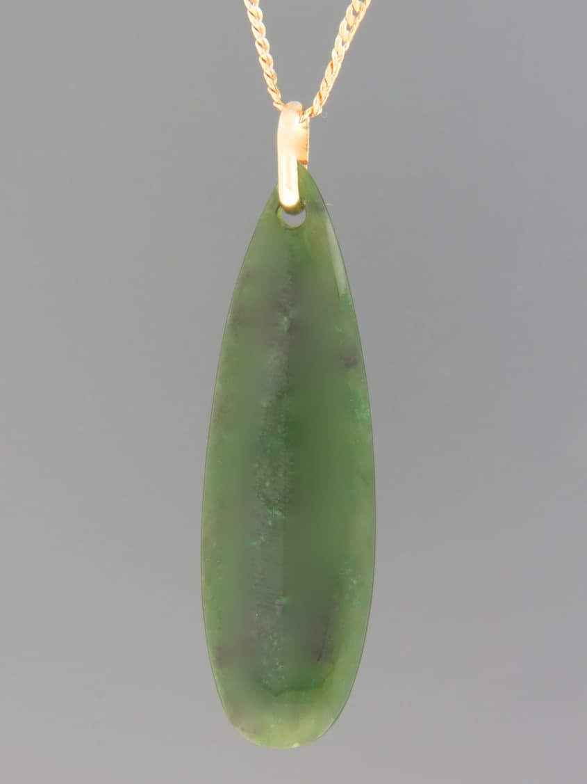 Jade Pendant - 9ct Gold - length 68mm