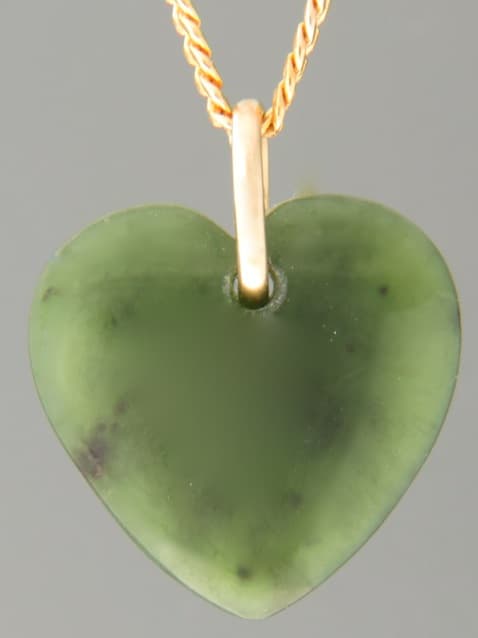 Jade Heart Pendant - 9ct Gold