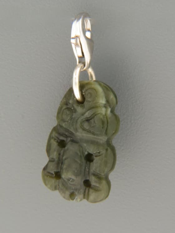 Jade Tiki Charm - Sterling Silver