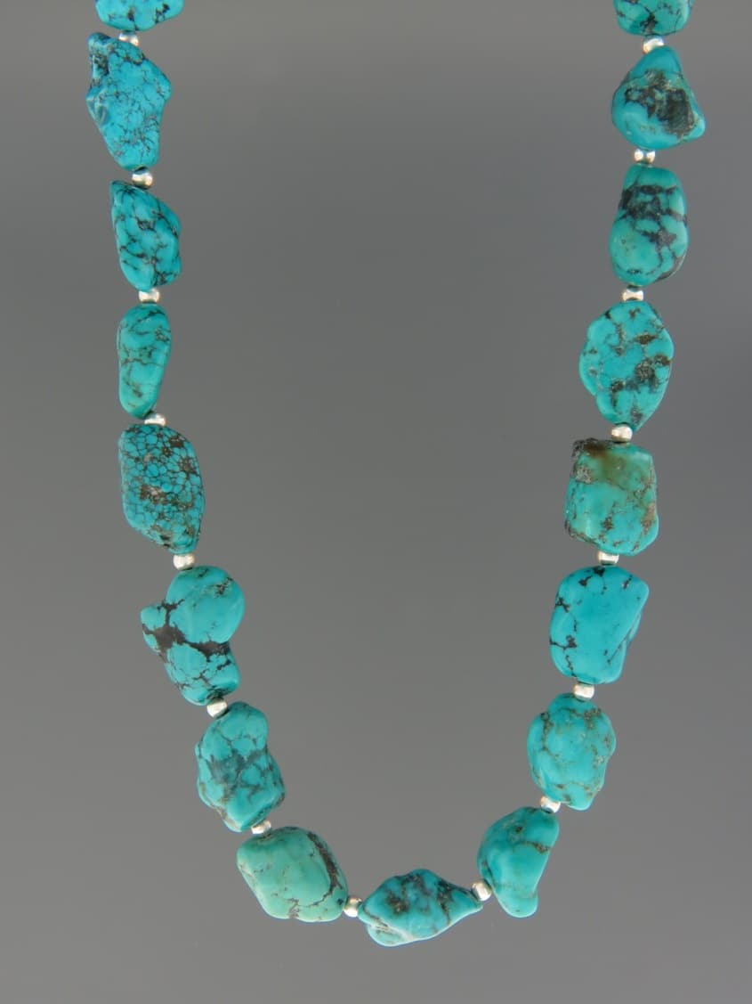 Turquoise Necklace - nuggets with Gold beads
