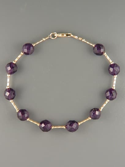 Amethyst Bracelet - 8mm faceted stones